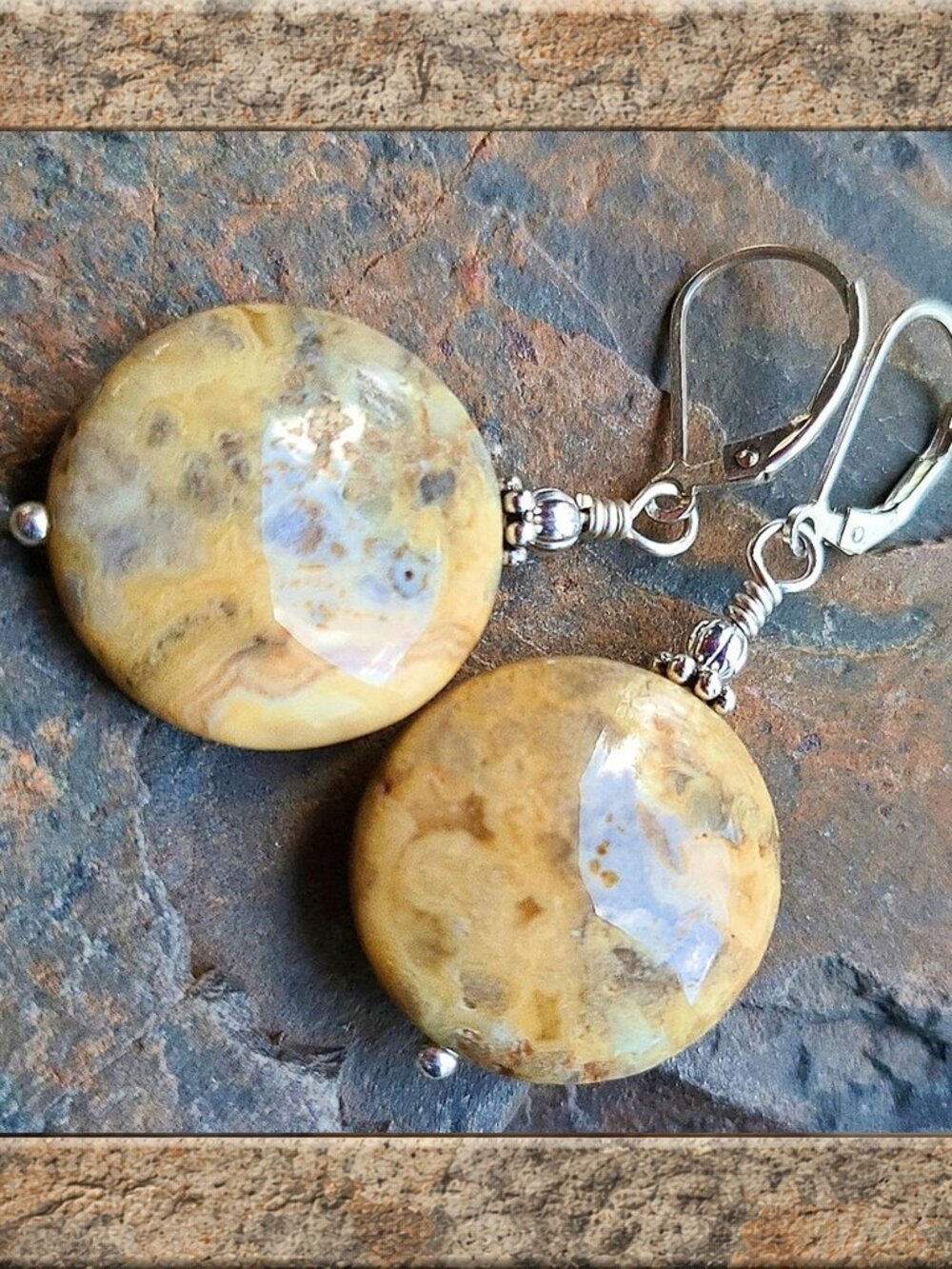 Crazy Lace Agate Earrings With Sterling Silver Leverback Earwires